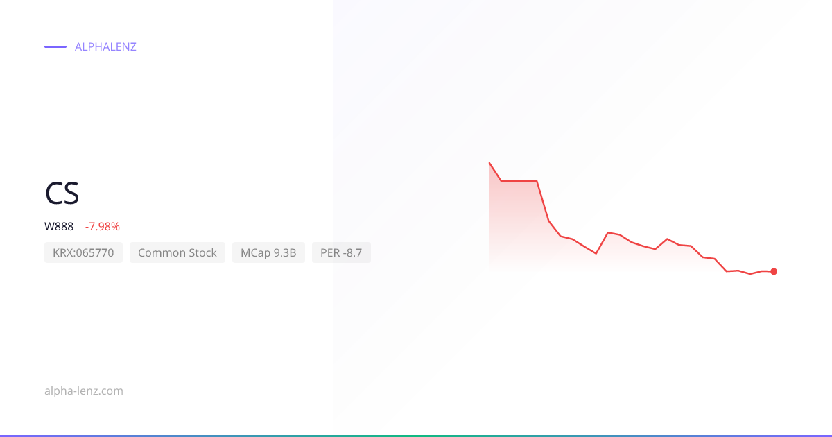CS (Common Stock) 주가 전망 & 기업 분석 ₩1,340 | Alpha Lenz