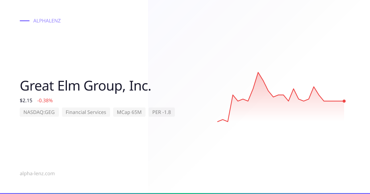 Great Elm Group, Inc. (Financial Services) 주가 전망 & 기업 분석 $2.20 | Alpha Lenz